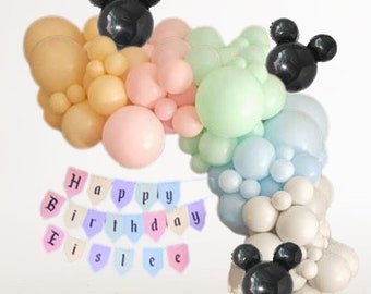 Vintage Mickey Mouse Balloon Garland Kit | 1st Birthday Decor | Disney Themed Birthday Decor | Mickey Mouse Decor | Magic Kingdom Party