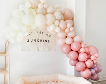 Boho Pastel Colored Pink Balloon Garland Kit, You Are My Sunshine Balloon Arch, Sunkissed Balloons, Birthday Party Baby Shower Decoration