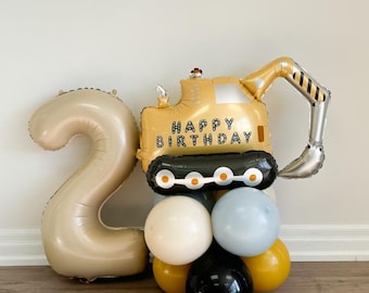Construction Balloon Decorations Little Builder Balloon Sculpture Little Digger Balloon Stack Party Supplies Diggin It Boy First Birthday