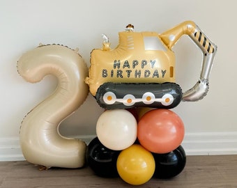 Construction Balloon Decorations Little Builder Balloon Sculpture Little Digger Balloon Stack Party Supplies Diggin It Boy First Birthday