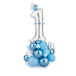 1st Birthday Balloon Bouquet | First Birthday Decor | Blue Balloon Garland | Boys First Birthday | 1st Birthday Decoration |Number 1 Balloon