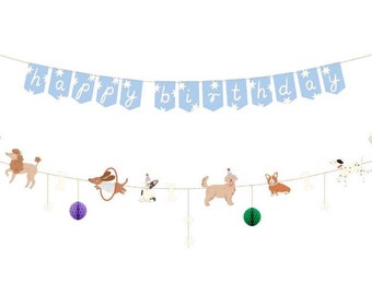 Dog Birthday Banner Dogs Happy Birthday Bunting Puppy Birthday Banner Dog Birthday Decorations Pawty Time Dog Theme Party Puppy 1st Birthday
