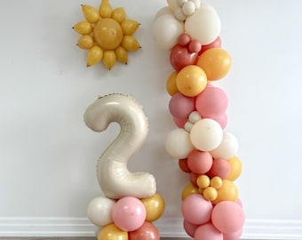 Little Sunshine Balloon Garland Here Comes The Sun Balloon Arch First Trip Around The Sun Boho First Birthday Pastel Baby Shower Decorations