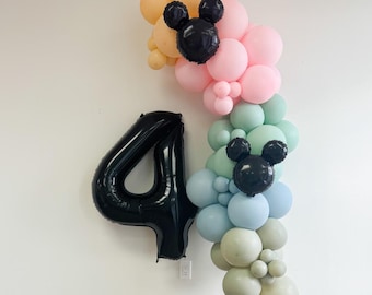 Vintage Mickey Mouse Balloon Garland Kit 1st Birthday Decor Disney Themed Birthday Balloon Arch Minnie Mouse Head Decor Magic Kingdom Party