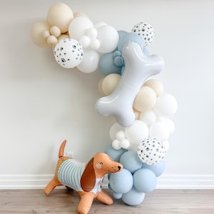 Dachshund Puppy Themed Balloon Arch Kit Dog Theme DIY Balloon Garland Dogs First Birthday Kids Party Supplies Lets Pawty Doggy Bday Woof Dog