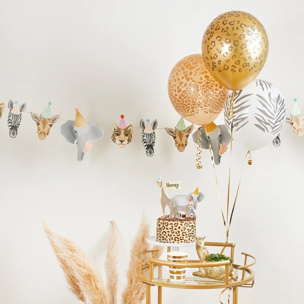 Party Animal Garland | Party Animal Cake Topper | Safari Party | Jungle Bunting | Wild One | Two Wild | Zoo | Giraffe | Zebra | Elephant