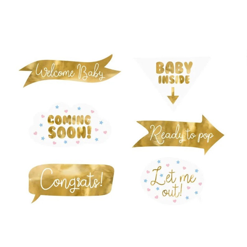 Baby Shower Photo Props Baby Shower Photo Shoot Baby Shower Photos Gender Reveal Photo Props Gold Baby Shower Welcome Baby