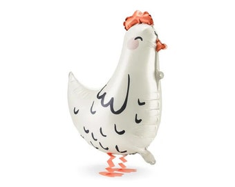 White Chicken Balloon | Farm Animal Kids Party | Holy Cow I&#39;m One Party | Easter Decor | Rooster Balloons | Egg Hunt Party Decorations | Hen