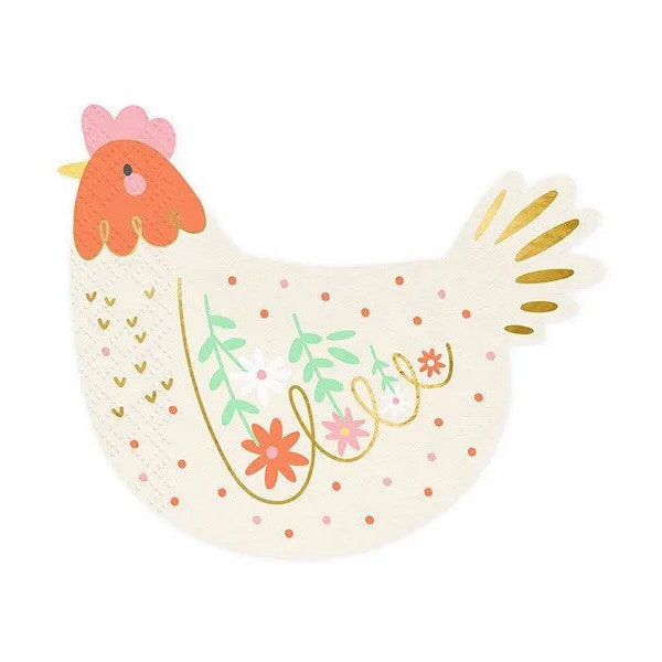 Chicken Napkins | Easter Decor | Farm Animal Party Decor | Easter Egg Hunt Party Decorations | Holy Cow I'm One Party Decor | Hen Napkins
