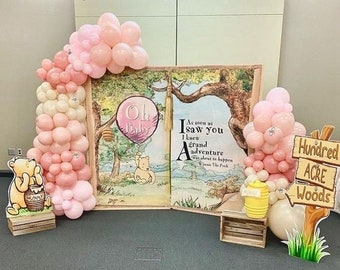 Muted Winnie the Pooh Balloon Garland | Baby Shower Decor | First Birthday Balloon Arch | Gender Reveal | Dusty rose Winnie the Pooh Decor