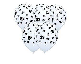 11'' Black and White Paw Design Air Balloons, Large Printed Paw Latex Balloons, Pet's Birthday Party Decor, Animal Party Balloon Decoration