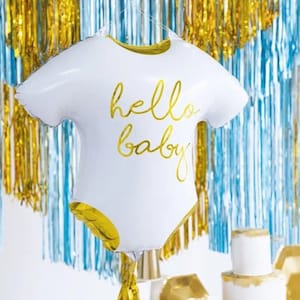 Hello Baby Balloon | New Baby Party | Neutral Baby Shower| Baptism Decor | Gold Baby Shower | Christening Party | Gender Reveal Balloon