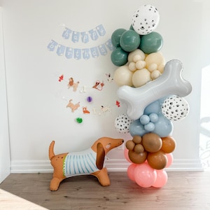 Weiner Puppy Themed Balloon Arch Kit Dog Theme DIY Balloon Garland Dogs First Birthday Kids Party Decor Lets Pawty Doggy Birthday Paw Party
