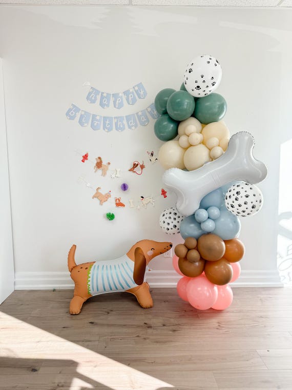 Weiner Puppy Themed Balloon Arch Kit Dog Theme DIY Balloon Garland Dogs First Birthday Kids Party Decor Lets Pawty Doggy Birthday Paw Party