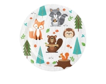 Woodland Party Plates | Woodland Baby Shower Tableware | Woodland First Birthday Party | Woodland Party Theme | Animals Luncheon Plates