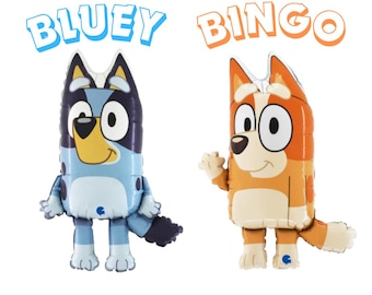 Licensed Bluey & Bingo Foil Balloons, Cartoon Dog Balloons, Boy Bluey Birthday Decor, Girl Birthday Balloons, Kids Party Favors, Puppy Bday