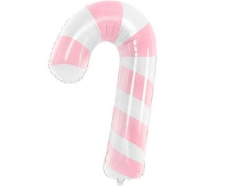 Pink Candy Cane Balloon | Foil Balloon | Christmas Balloons | New Year Balloons | Holiday Decor | Candy Balloons | Pink Christmas Decor