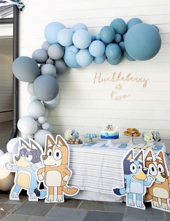 Toile de fond de ballon Bluey, guirlande de ballons Let's Pawty