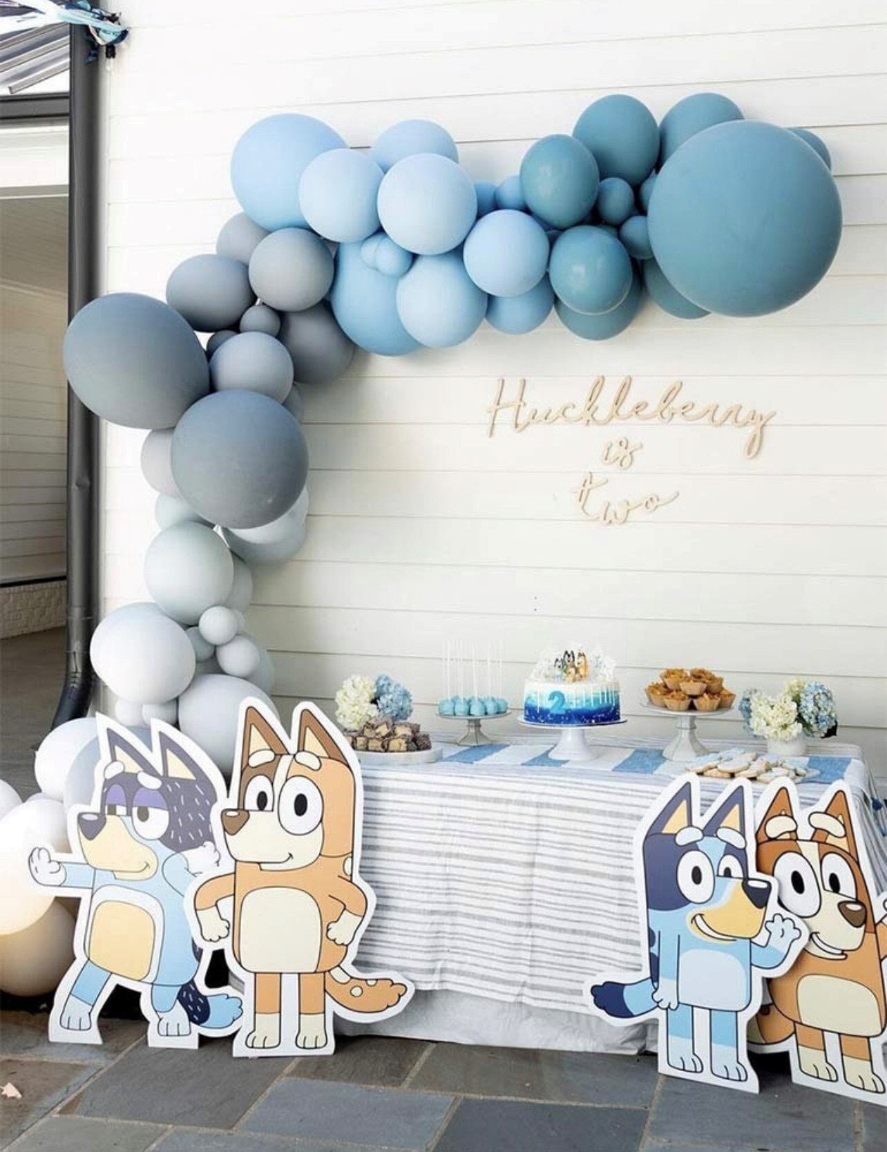 Wackadoo Custom Name is Two Bluey Balloon Banner Bluey Themed