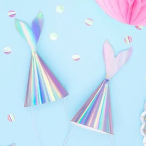 Mermaid Party Hats 6ct | 1st Birthday Party | Under The Sea Party | Girls Birthday Party | Mermaid Party Decoration | Narwhal Birthday Party