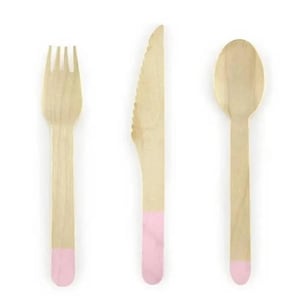 Pink Pattern Wooden Cutlery