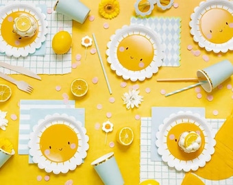 Cute Sun Plates | 7" Sun Plates | Trip Around The Sun | Sunshine Tableware | Sun Shaped Plates | Boho Sun Birthday | Sunshine Baby Shower