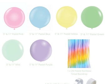 Arcoíris de globos colores pasteles - VG Decoración de Eventos