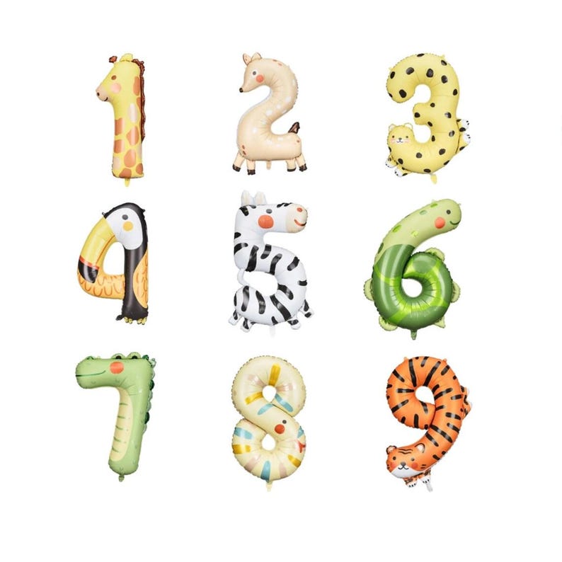 Party Animals Jumbo Foil Numbers 1-9