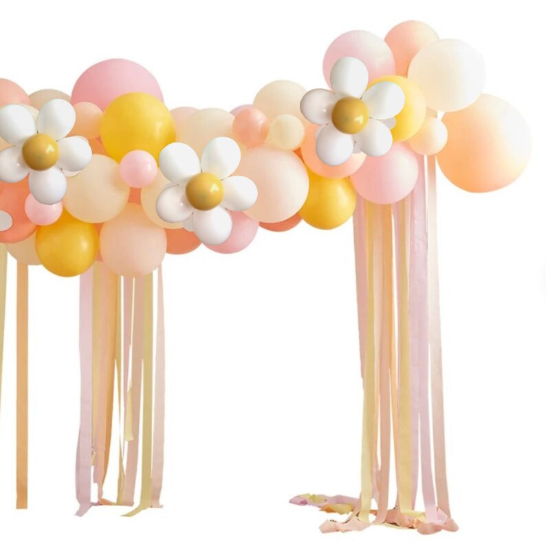 DIY Daisy Balloon Garland Flower Arch Decor Groovy Birthday Etsy