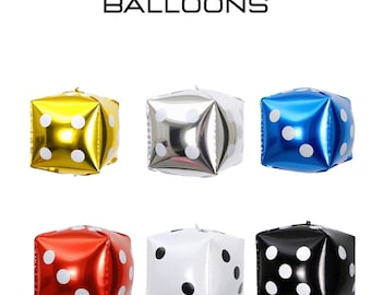 Globos de fiesta de dados de casino 3D de 22", cumpleaños en Las Vegas, decoración para noche de póker, despedida de soltera en Las Vegas