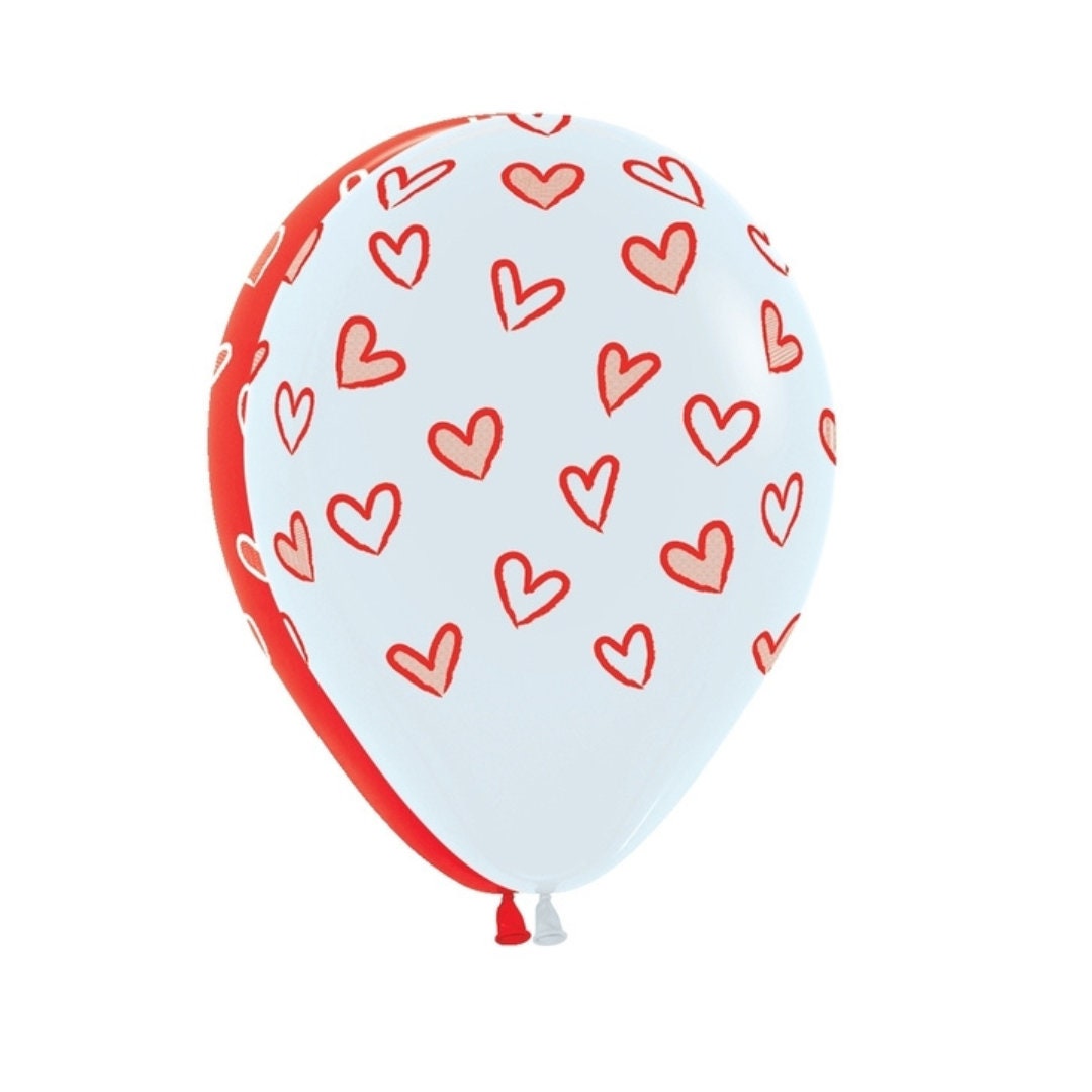 Hearts Balloons | Valentine's Day Decor | Red and White Balloons ...