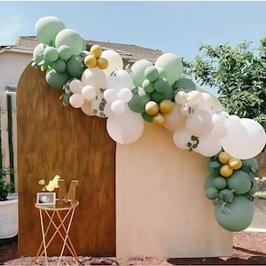 Eucalyptus Birthday Party Decoration, Sage Green and White DIY Balloon Garland Kit, Neutral Balloon Arch Kit, Bridal Shower Balloon Garland