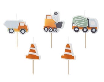 Construction Birthday Candles | Boy Birthday Party Candles | Construction Vehicle Party | Under Construction Tableware | Construction Truck