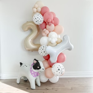 Pink Puppy Themed Balloon Arch Kit Dog Theme DIY Balloon Garland Dogs First Birthday Kids Party Decor Lets Pawty Doggy Birthday Paw Party