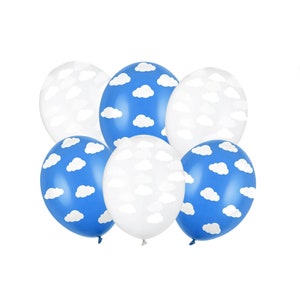 Large Blue White Cloud Design Air Balloon, Baby Shower Latex Balloon,  Kids Birthday Blue Balloon Decor, Boho Special Occasion Decoration