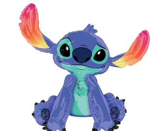 Licensed Lilo and Stitch Foil Balloon 38", Stitch Party Decor, Blue Alien Balloon, Tropical Hawaiian Luau Balloon, Aloha Beach Kids Party