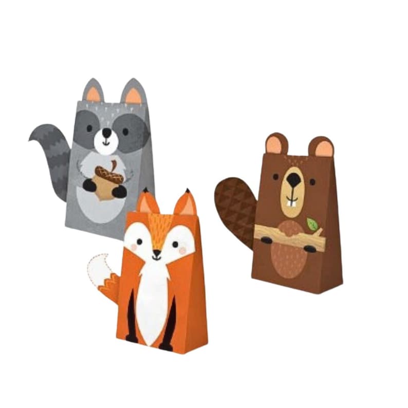 Woodland Treat Bags | Paper Treat Bags | Woodland Baby Shower Favor Box ...