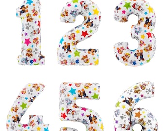 Licensed 26" Paw Patrol Print Number Foil Balloons 1-6, Cartoon Dog Balloons, Boy First Birthday Decor, Girl Second Birthday Balloons