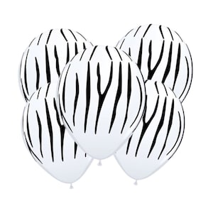 Zebra Print Balloons | Zebra Stripes Balloons | Animal Print Balloons | Black and White Balloons | Safari Party Decor | Jungle Birthday