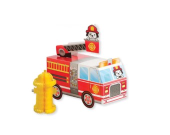 First Responders Centerpiece Set | Firefighter Party Decor | Fire Truck Centerpiece Set | Fireman Birthday | First Responder Birthday Party