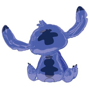 Puede incluir: Globo de aluminio azul con la forma del personaje Stitch de Lilo & Stitch. El globo es azul claro con detalles en azul oscuro y negro.