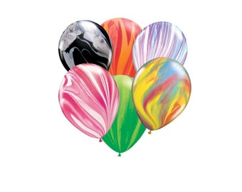 11" Latex Marble Balloons I Agate Balloons I Black & White Balloons I Purple Balloons I Balloon Bouquet I Tie Dye Balloons I Colorful Decor