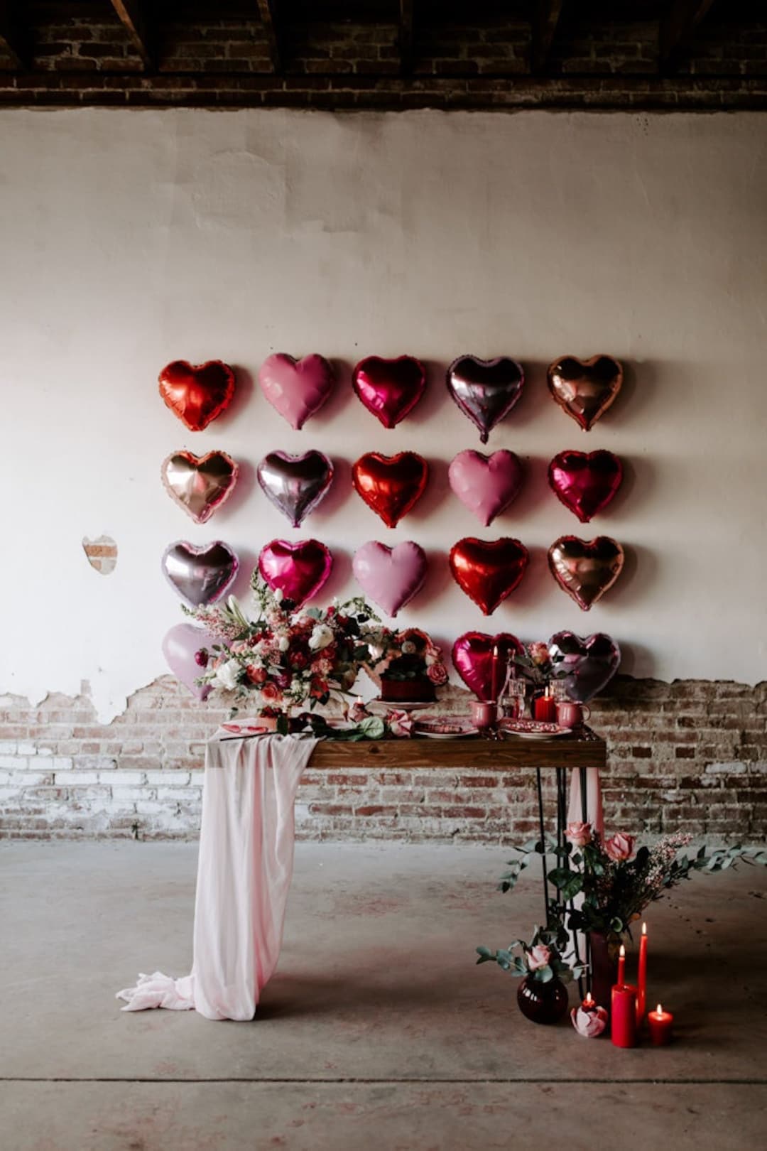 Valentine's Day Balloon Backdrop Balloon Hearts Wall