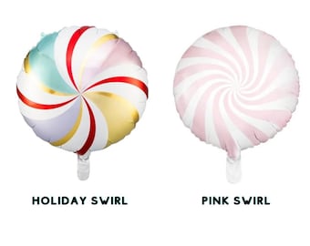 Pink Swirl Candy Balloon | Foil Balloon | Christmas Balloons | New Year Balloons | Holiday Decor | Swirl Candy Balloons | Pink Christmas