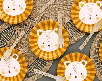 Cute Little Lion Dessert Plates | Boy Birthday Party | Baby Shower Tableware | Wild One | Two Wild Birthday | Leo the Lion | Lion Plates 6ct