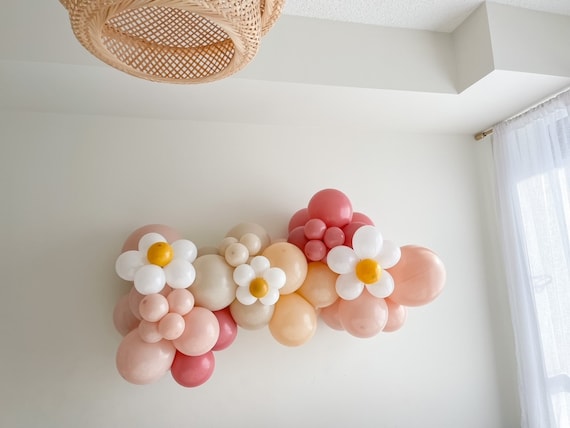Sand Blush Dusty Rose Pastel Colored Balloon Garland Kit, DIY Groovy Daisy Flower Balloon Arch Kit, Boho Baby Shower Birthday Decoration