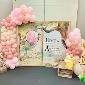 Muted Winnie the Pooh Balloon Garland | Baby Shower Decor | First Birthday Balloon Arch | Gender Reveal | Dusty rose Winnie the Pooh Decor