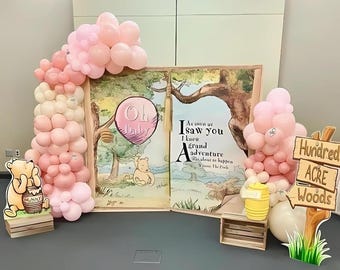 Muted Winnie the Pooh Balloon Garland | Baby Shower Decor | First Birthday Balloon Arch | Gender Reveal | Dusty rose Winnie the Pooh Decor