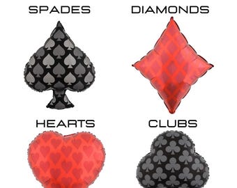 Casino Party Balloons, Las Vegas Birthday Weekend, Game Night Poker Decoration, Blackjack Party, Red & Black, Spade, Hearts, Clubs, Diamond