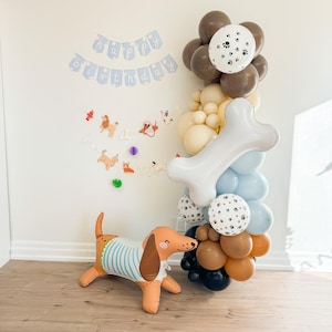 Dachshund Puppy Themed Balloon Arch Kit Dog Theme DIY Balloon Garland Dogs First Birthday Kids Party Supplies Lets Pawty Doggy Bday Woof Dog
